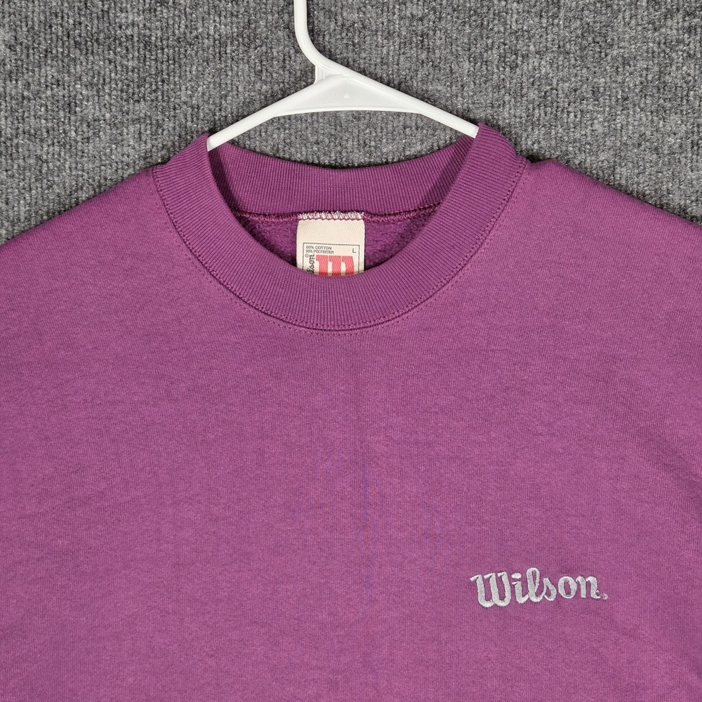Vintage Wilson Sweatshirt Made In USA Purple Crewneck Mens Large 90s Embroidered